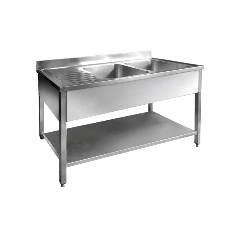 Mueble fregadero dos senos de Acero INOX