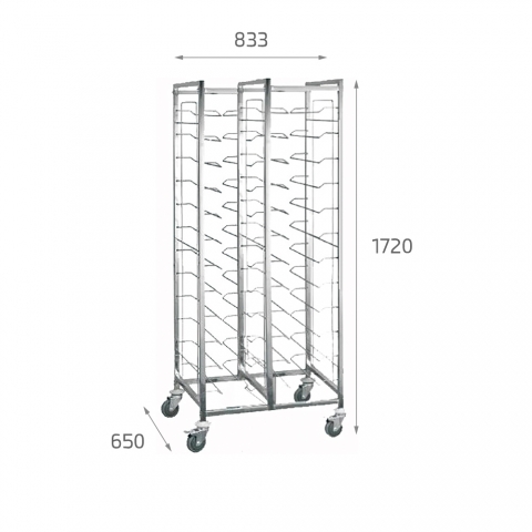 Medidas Carro Bandejero INOX 24 Bandejas para Hostelería