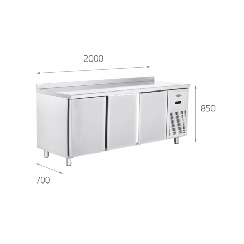 Medidas Mesa de Preparación de Alimentos Refrigerada